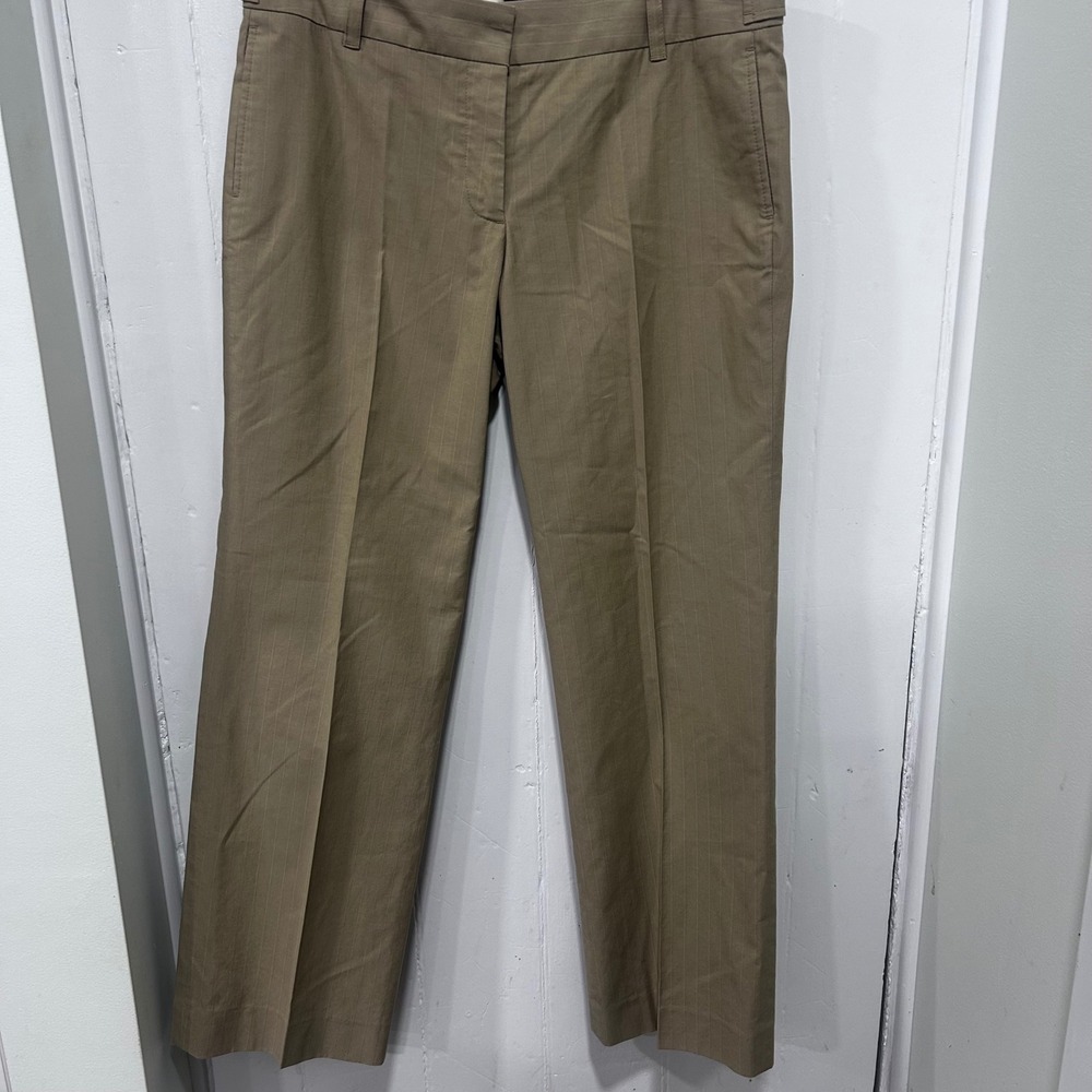 J.Crew Favorite Fit Khaki Pinstripe Straight Leg Dress Pants Tan Womens 10